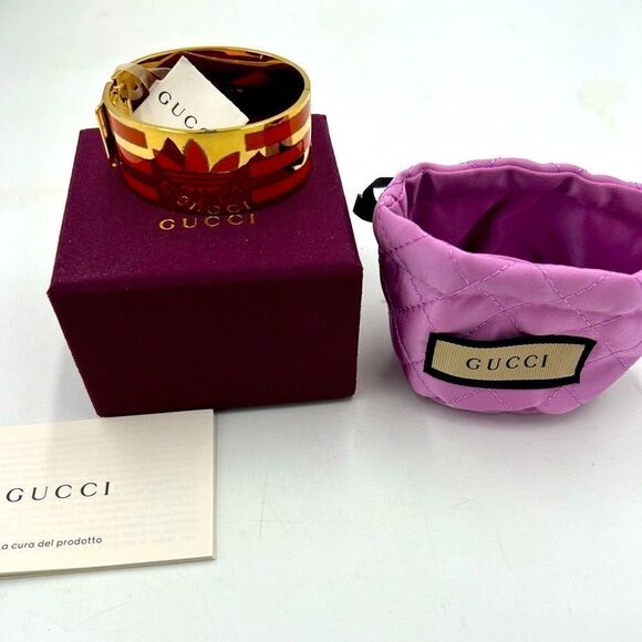 Women’s Gucci X Adidas gold/orange cuff bracelet made in Italy - Picture 2 of 8